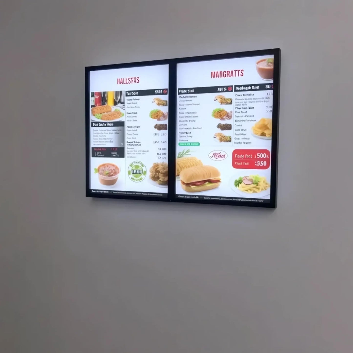 Ultra Slim LED-A4 Menu Board, Edge-Lit Display with Snap-Open Frame, Portrait or Landscape Mount