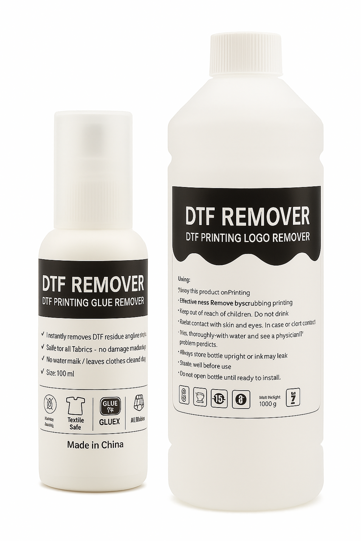 DTF Remover – Logo & Glue Cleaner for Clothes | Safe for All Fabrics | 100ml–1000ml