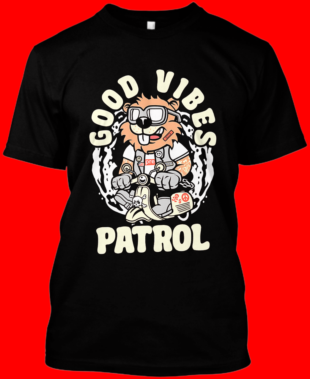 Good Vibes Patrol T-shirt with Beaver Character