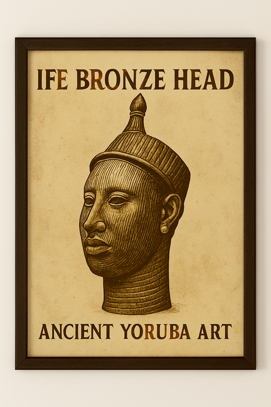 Ife Bronze Head – Ancient Yoruba Art Poster | Vintage African Wall Print | Digital Download