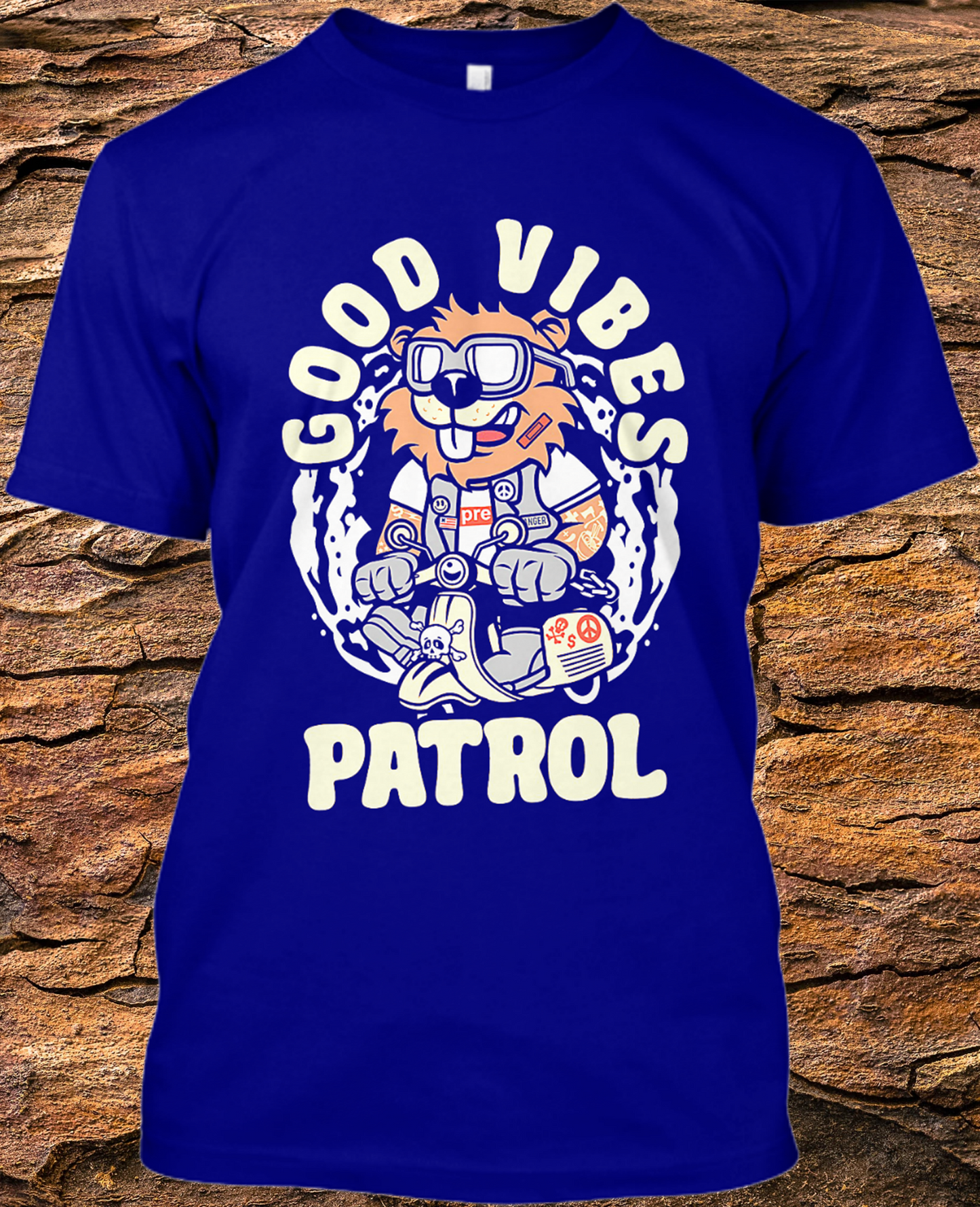 Good Vibes Patrol T-shirt with Beaver Character