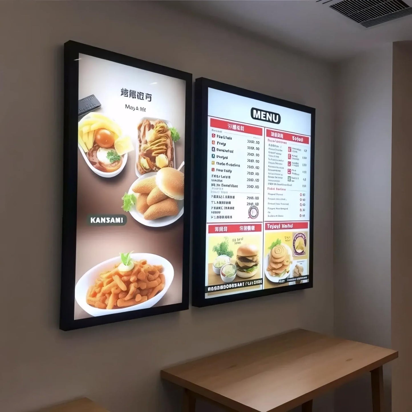 Ultra Slim LED-A4 Menu Board, Edge-Lit Display with Snap-Open Frame, Portrait or Landscape Mount