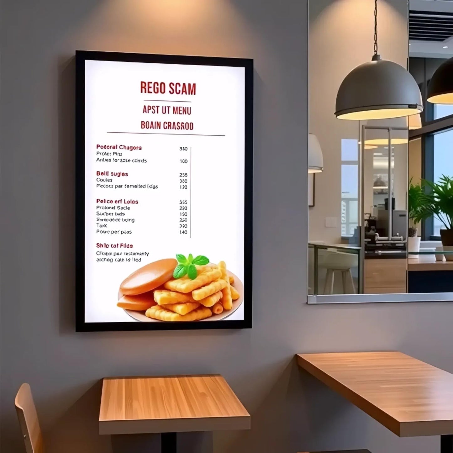 Ultra Slim LED-A4 Menu Board, Edge-Lit Display with Snap-Open Frame, Portrait or Landscape Mount